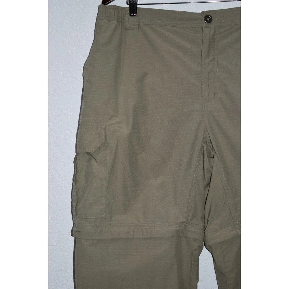 Columbia MENS XL Cargo Convertable Pants Zip-Off Khaki Green Hiking Lightweight